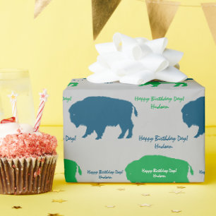 Beige blaue grüne rustikale Buffalo-Farben Geschenkpapier