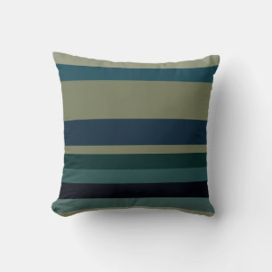 Beige, blaue, grüne und schwarze Streifen Kissen