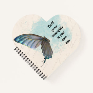 Beige-blaue Vintage-Schmetterling-Spiral-Notizbuch Notizbuch