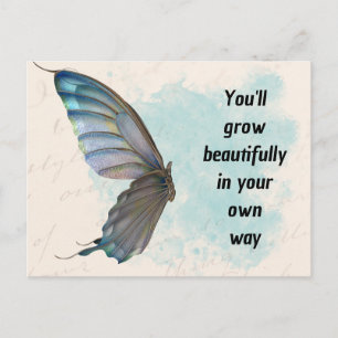 Beige Blaue Vintage-Schmetterling Standard-Postkar Postkarte