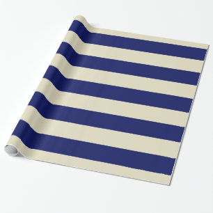 Beige, blaue XL Streifen Muster V Geschenkpapier