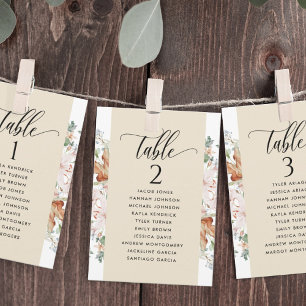 Beige Blooms Sitzplan Karten mit Gästennamen