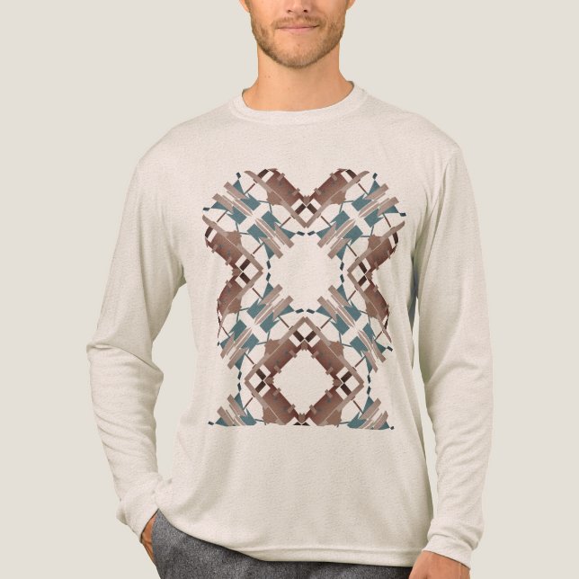 Beige Blue Brown Crisscross Südwestlich Art inspir Tri-Blend Shirt (Vorderseite)