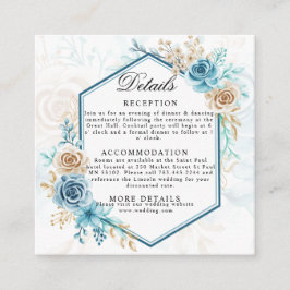 Beige blue Elegant Floral Wedding Begleitkarte