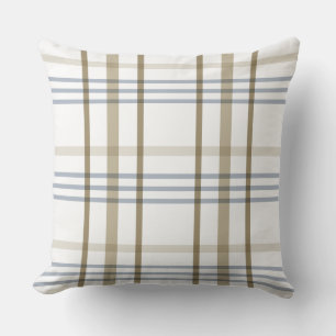 Beige Blue Kariert Kissen