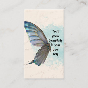 Beige Blue Vintag Butterfly Business Card Visitenkarte