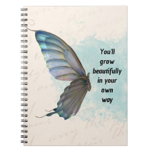 Beige Blue Vintag Butterfly Spiral Foto Notebook Notizblock