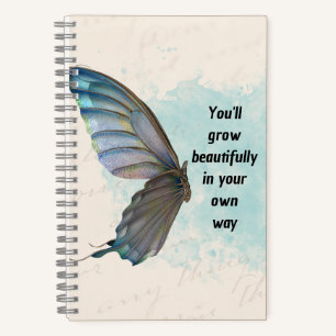 Beige Blue Vintag Butterfly Spiral Notebook Notizbuch