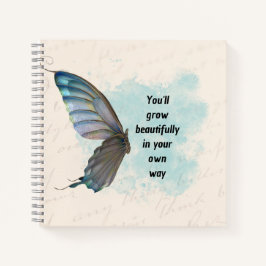 Beige Blue Vintag Butterfly Spiral Notebook Notizbuch