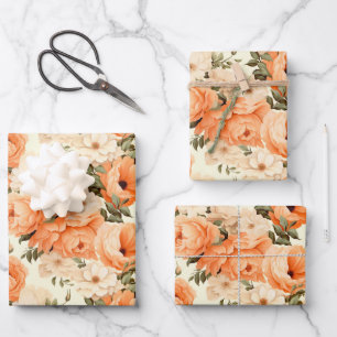 Beige Blume Geschenkpapier Set