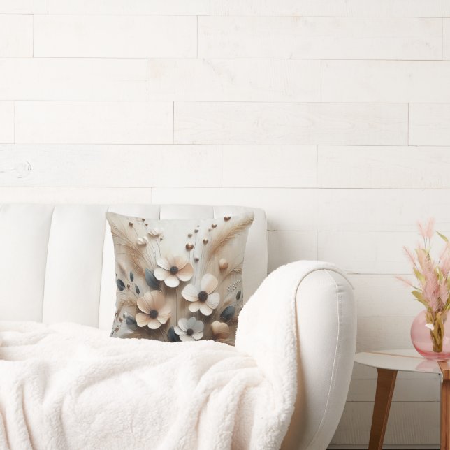 Beige Blume Kissen (Liege)