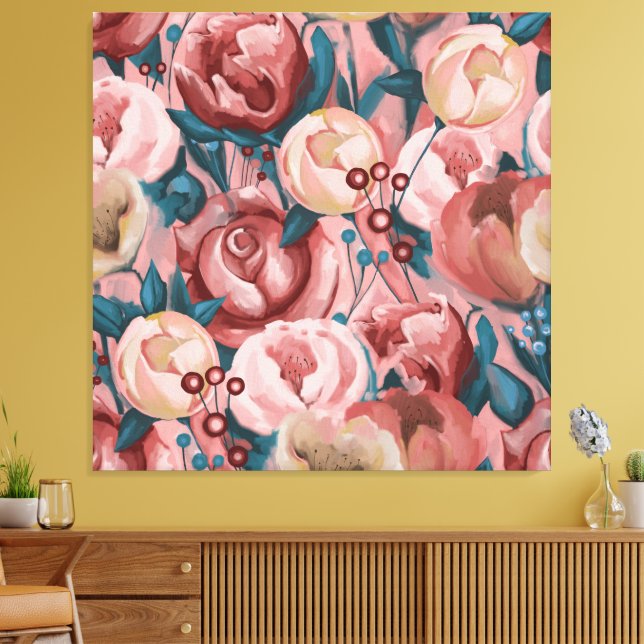 Beige Blume Leinwanddruck (Insitu (Wohnzimmer))