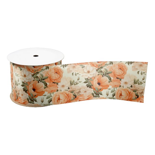Beige Blume Satinband (Spule)