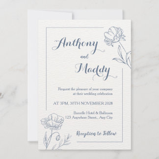 Beige Blumen Hochzeitseinladung im minimalistische Einladung