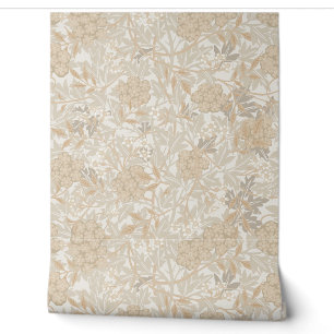 Beige Blumen und Beeren im Stil von William Morris Tapete