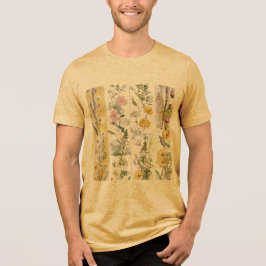Beige Blumengestaltung mit Pinselstrich Tri-Blend Shirt