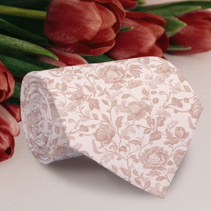 Beige Blumenmuster Krawatte