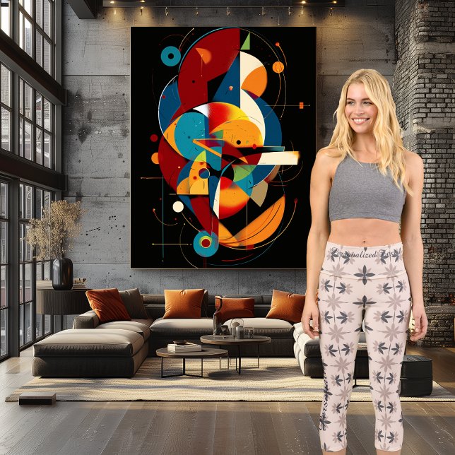 Beige Blumenmuster mit benutzerdefiniertem Text un Capri Leggings (Von Creator hochgeladen)