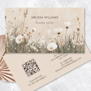 Beige Blumenmuster Visitenkarte