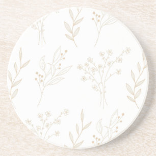 Beige Blumige Boho-Hochzeit Getränkeuntersetzer