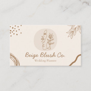 Beige Blush Beauty Couple Hochzeitsplaner Visitenkarte
