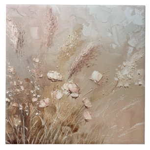 Beige Blush Boho Floral Fliese