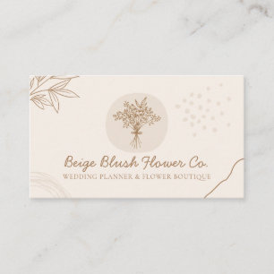 Beige Blush Calligraphy Wedding Blume Bouquet Visitenkarte