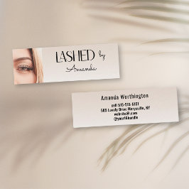 Beige Blush Getuschte Minimale Schrift Foto Mini Visitenkarte