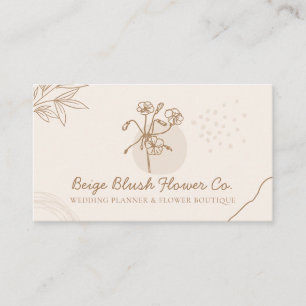 Beige Blush Hochzeitskalligrafie Chic Classy Blume Visitenkarte