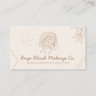 Beige Blush Kalligraphie Schönheitsgesicht Klassis Visitenkarte