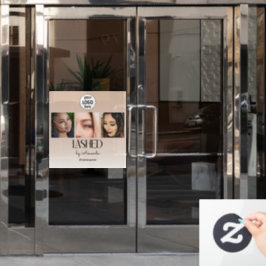 Beige Blush Lashed Minimalist Schriftzug Foto-Logo Fensteraufkleber