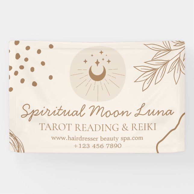 Beige Blush Moon and Stars Spirituelles Reiki Banner