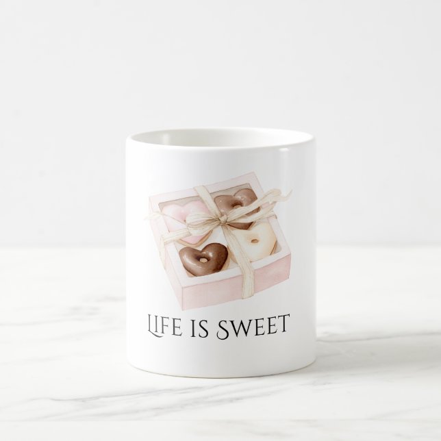 Beige Blush Pink Chocolate Hearts Kaffeetasse (Mittel)