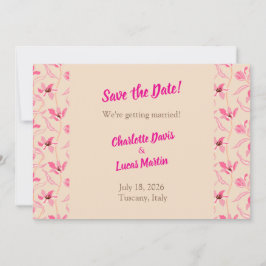 Beige & Blush Pink Floral Save the Date Card Dankeskarte