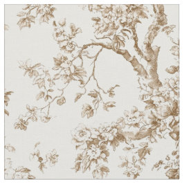 Beige Blütenzweig Toile-Muster Stoff