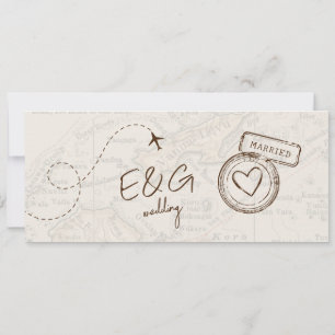 Beige Boarding Pass Hochzeit in Urlaubsort Fidschi Einladung