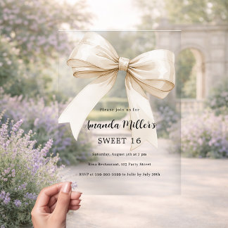 Beige Bogen elegant klaren Sweet 16 Luxus Acryleinladungen