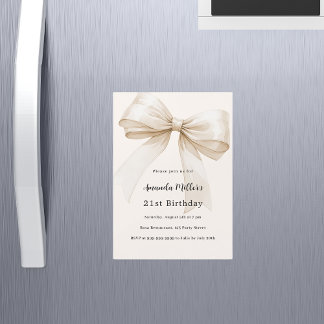 Beige Bogen eleganter Luxus Geburtstag Magneteinladung