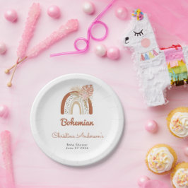 Beige Bohemisch Gevor Baby Dusche Pappteller