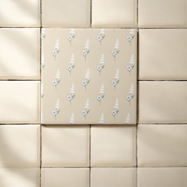 Beige Bohemisches botanisches Muster Fliese (Von Creator hochgeladen)
