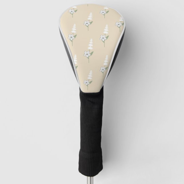 Beige Bohemisches botanisches Muster Golf Headcover (Vorderseite)