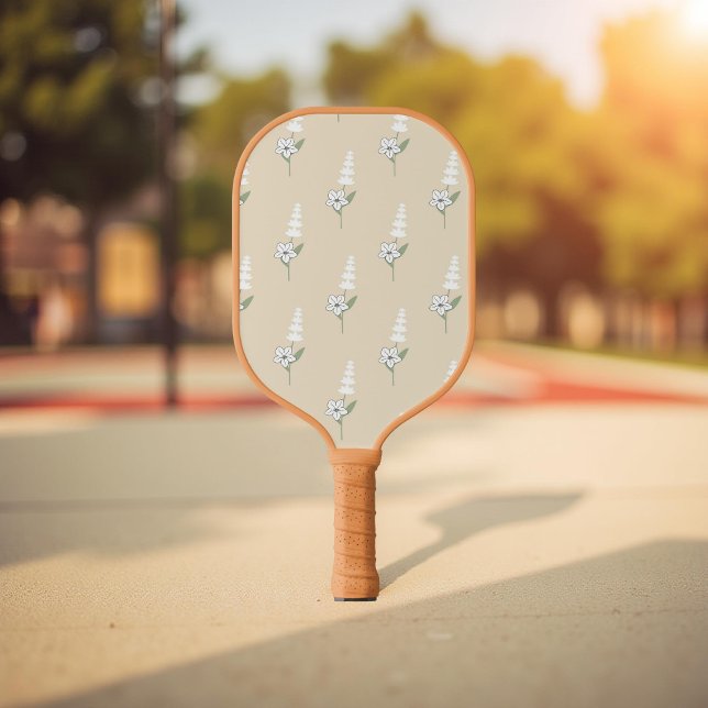 Beige Bohemisches botanisches Muster Pickleball Schläger (Von Creator hochgeladen)