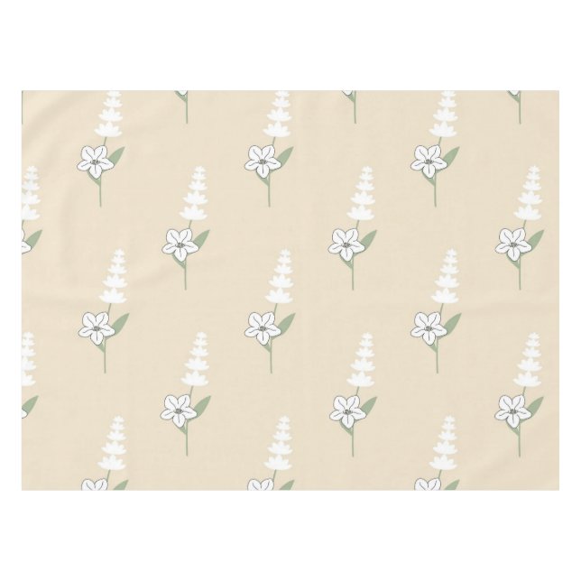 Beige Bohemisches botanisches Muster Tischdecke (Vorderseite (Horizontal))