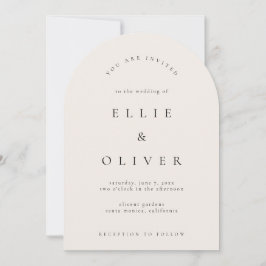 Beige Boho Arch Moderne Hochzeit Einladung
