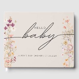 Beige Boho Chic Wildblume Baby Showbook Gästebuch