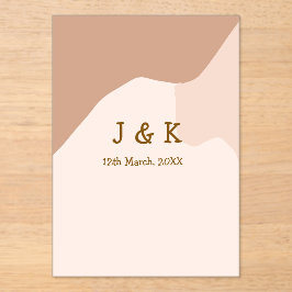 Beige boho curvy orange Brautdatum Acryleinladungen