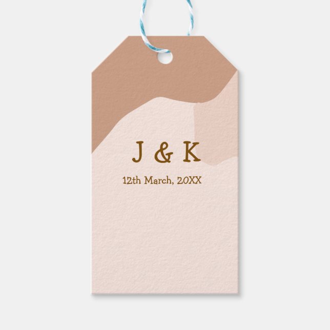 Beige boho curvy orange Brautdatum Geschenkanhänger (Vorderseite)