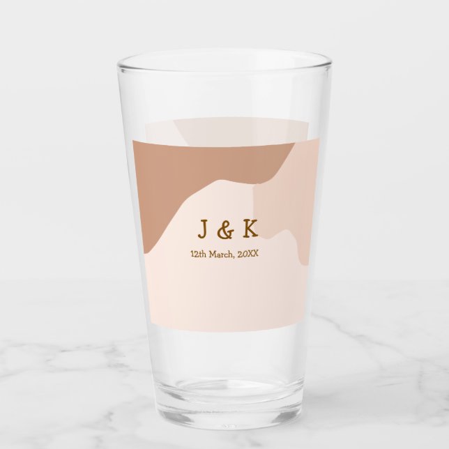 Beige boho curvy orange Brautdatum Glas (Vorderseite)