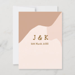 Beige boho curvy orange Brautdatum Postkarte