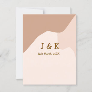 Beige boho curvy orange Brautdatum Postkarte